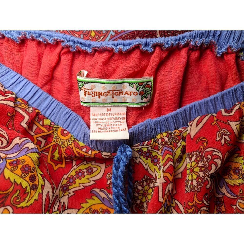 Flying Tomato Boho Strapless Mini Dress Paisley Festival Beach Vacation M - Picture 8 of 12